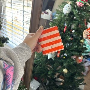 Orange and White Striped Card Holder